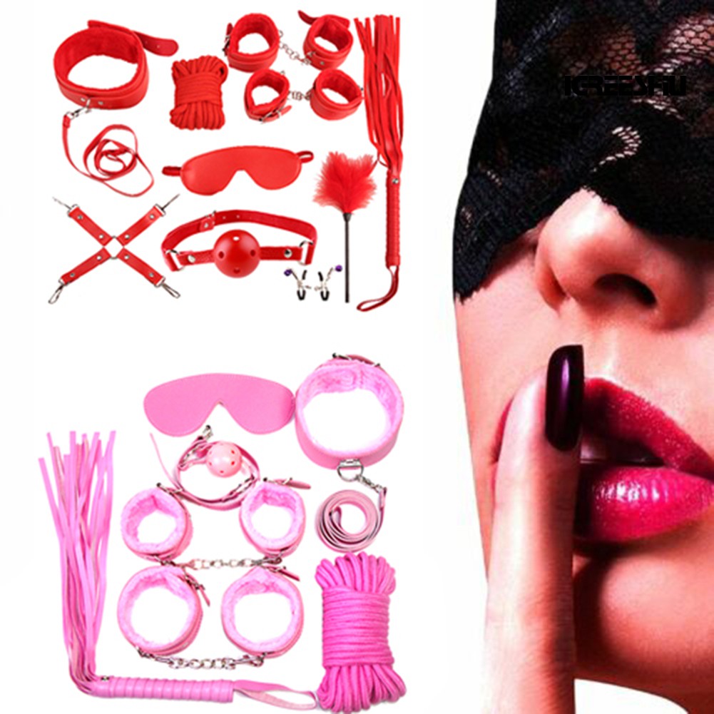 Igree 10 Pcs Couro Falso Punho Pé Algema Corda Chicote Colar Bdsm Sexo Conjunto De Brinquedo