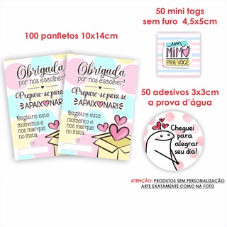 Kit Papelaria Combo Empreendedor Panfletos Agradecimento ao Cliente + Mini cartões Tag sem Furo + Adesivos mod 21