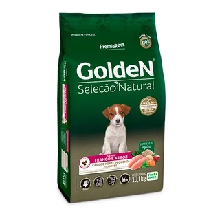 Ração Golden Seleção Natural Mini Bits para Cães Filhotes de Pequeno Porte Sabor Frango e Arroz - 10,1Kg