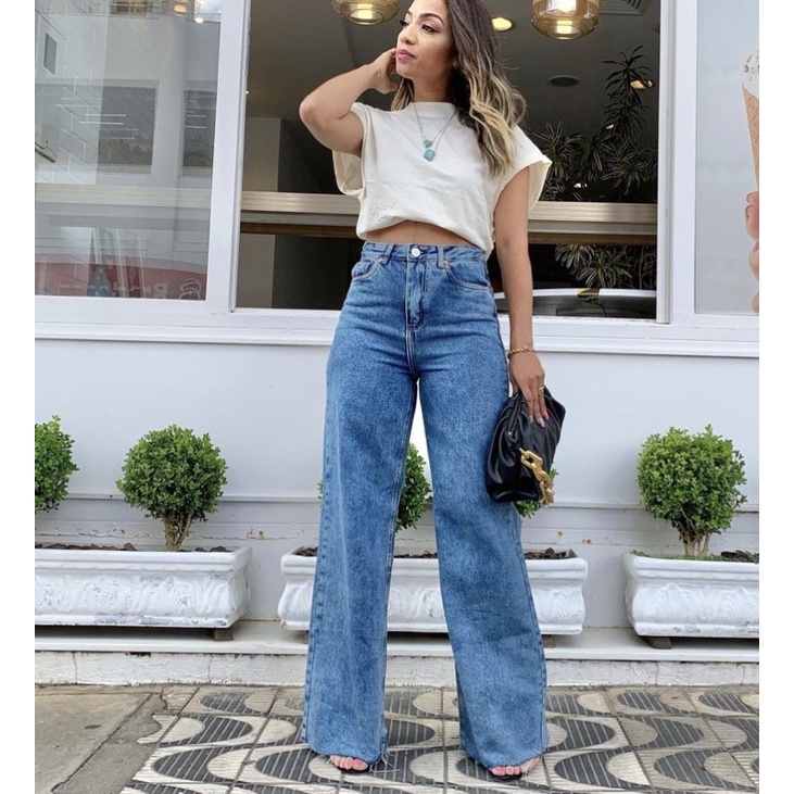 Calça Wide Leg Jeans Clara