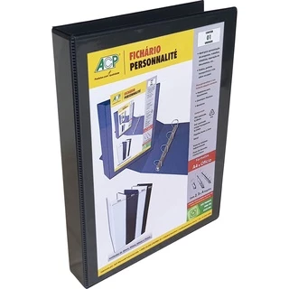 Fichário Personalizável A4, Preto c/4 argolas