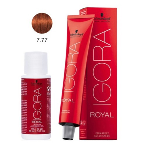 Kit Schwarzkopf Igora Royal HD 7.77, Água Oxigenada 30vol e Raposinha