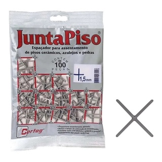 Espacador Junta Piso 1,5mm Tipo Cruz 60555 Com 100 pçs Cortag