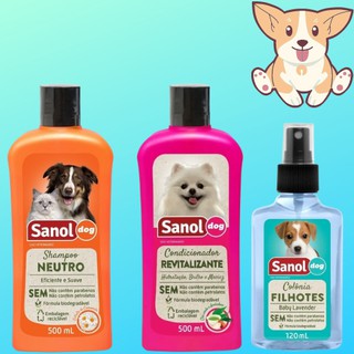 COMBO Shampoo Condicionador e Colônia - para o Banho de Cães e Gatos - SANOL DOG