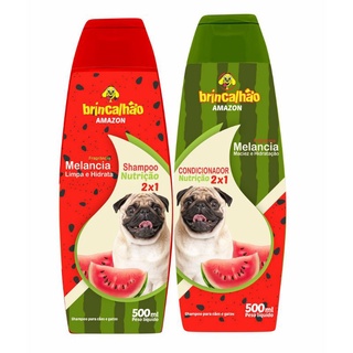 Kit Shampoo E Condicionador Melancia Brincalhao Para Cachorro Limpa E Hidrata