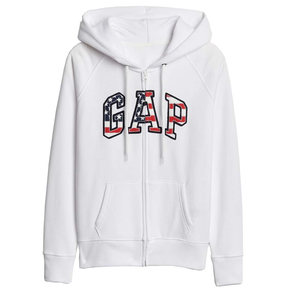 Moletom Gap Feminino America Logo Branco com Ziper