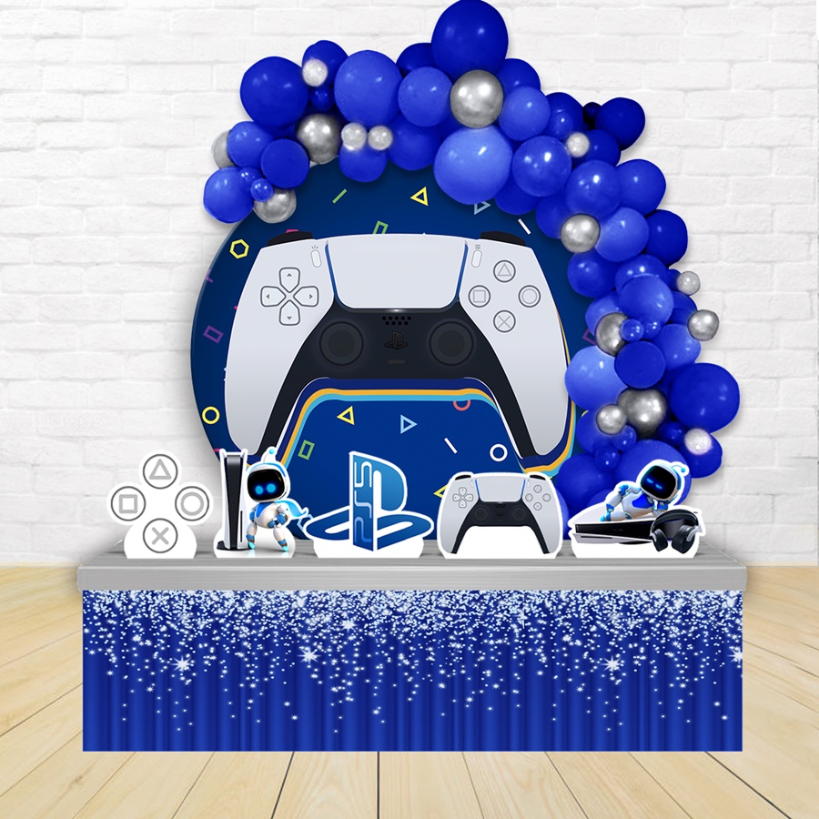 Kit Festa Painel Redondo Decoração Vídeo game PLAYSTATION 5 1,50 ...