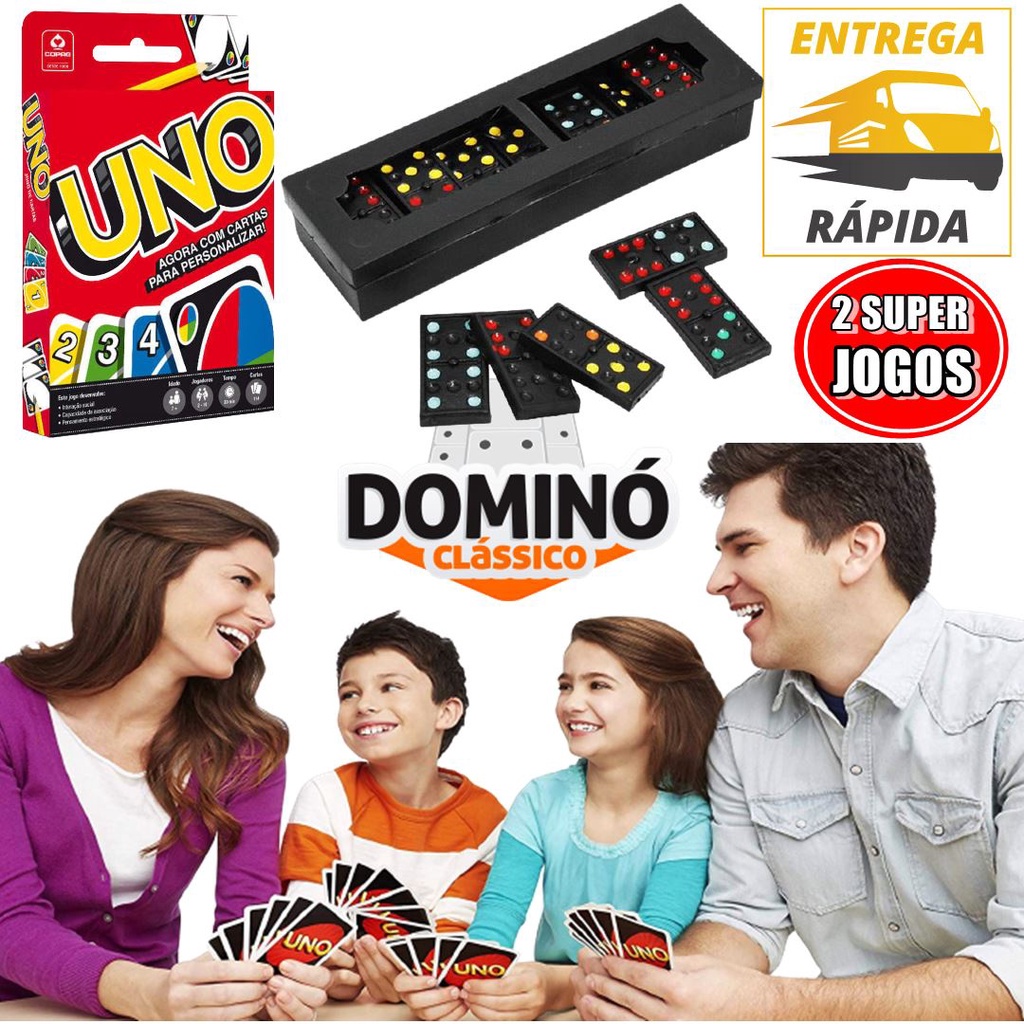 Leve AGORA 2 Super Jogos 1 UNO e 1 Domino Para Jogar c/ Toda Familia