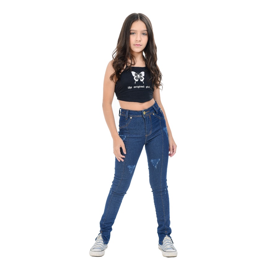 Calça Jeans Feminina Menina Infanto Juvenil Roupa de criança 4 ao 14