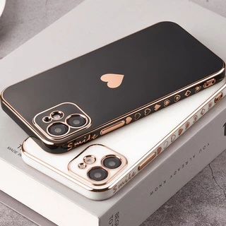 Capa Galvanizada Corações Minimalista De Iphone 11 12 Xr Xs Max 7 8 Plus Se 2020 12 Pro Max 12 Mini 13 Pro Max 13 Mini