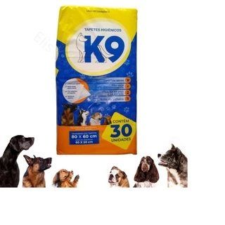 Tapete Higiênico K9 Pet Para Animais Cachorro Gato Coelho Pet 30 Unidades tamanho 80 x 60 cm area de absorção 60 x 50 cm Super Seco atrativo sanitário super absorvente com fita adesiva embaixo do tapete Patinhas sempre seca atrativo canino sem mau cheiro