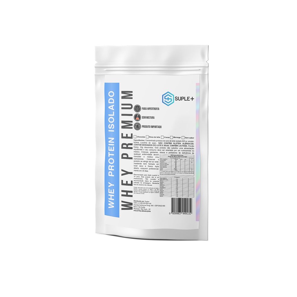 Suplemento em Pó Whey Isolado 100% Puro Importado a Granel Sem Sabor 200g – 27g de proteína