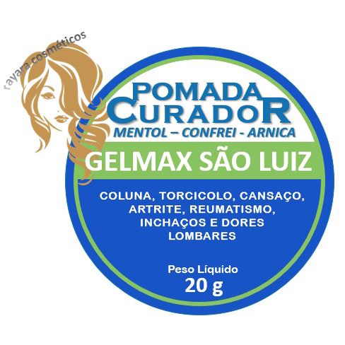 Pomada Curador Gelmax São Luiz 20 g - Dor Lombar, Torcicolo, Coluna