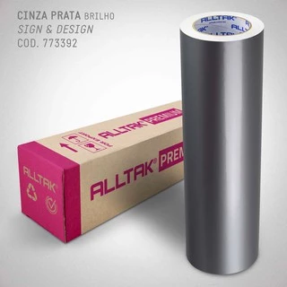 Bobina Vinil Adesivo Alltak Premium Prata com 5m x 0,30cm Recorte Silhouette Envelopamento Carros e Móveis