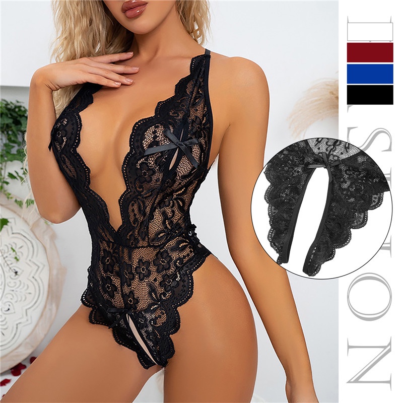 Body De Renda Bori Lingerie Langerie Rendada Frente Única Virilha Aberta Traje Noturno 9611