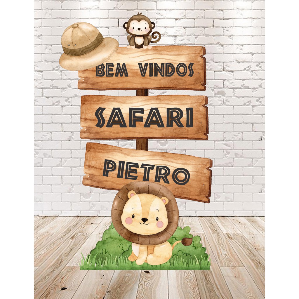 Placa Bem Vindos Safari Aquarela - Mdf Personalizada