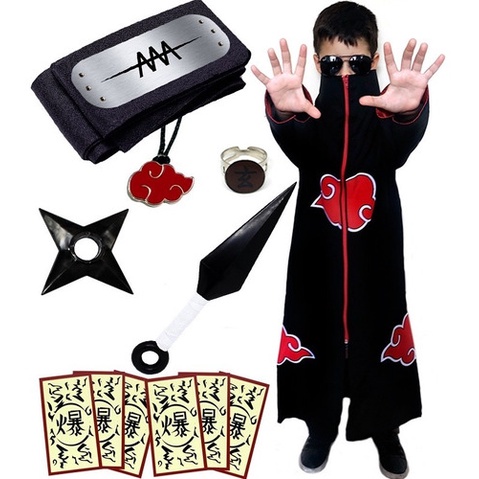 Kit Cosplay Chapéu Akatsuki Sakkat Com Colar Nuvem Akatsuki