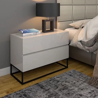 Mesa de cabeceira 2 gavetas estilo industrial eros 60 off