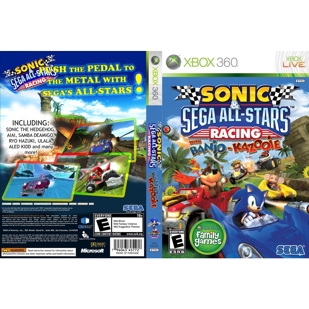 Sonic all stars racing clearance transformed xbox 360 rgh