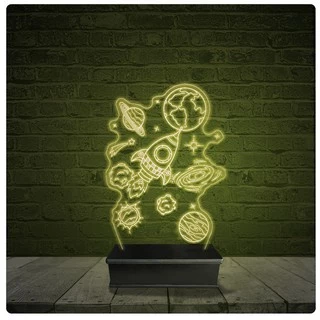 Led Luminária Acrílico Abajur - Astronauta Desenho 37