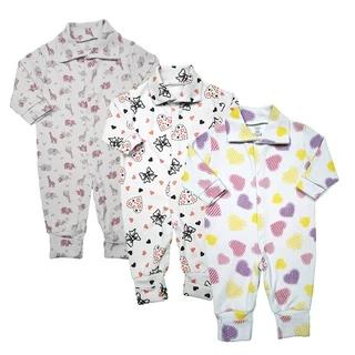 Kit 3 Macacão Estampado Suedine Roupa Bebe Meninos e Meninas