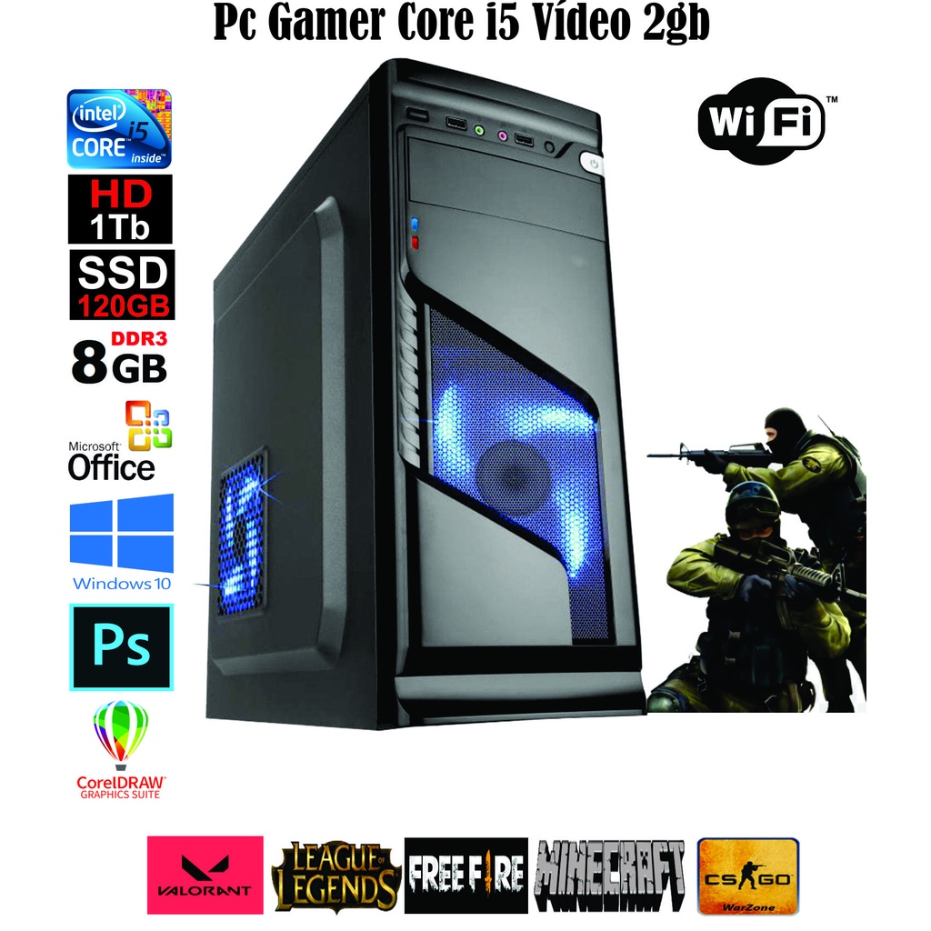 Pc Gamer Completo Intel I5 8gb Hd 1tb Placa De