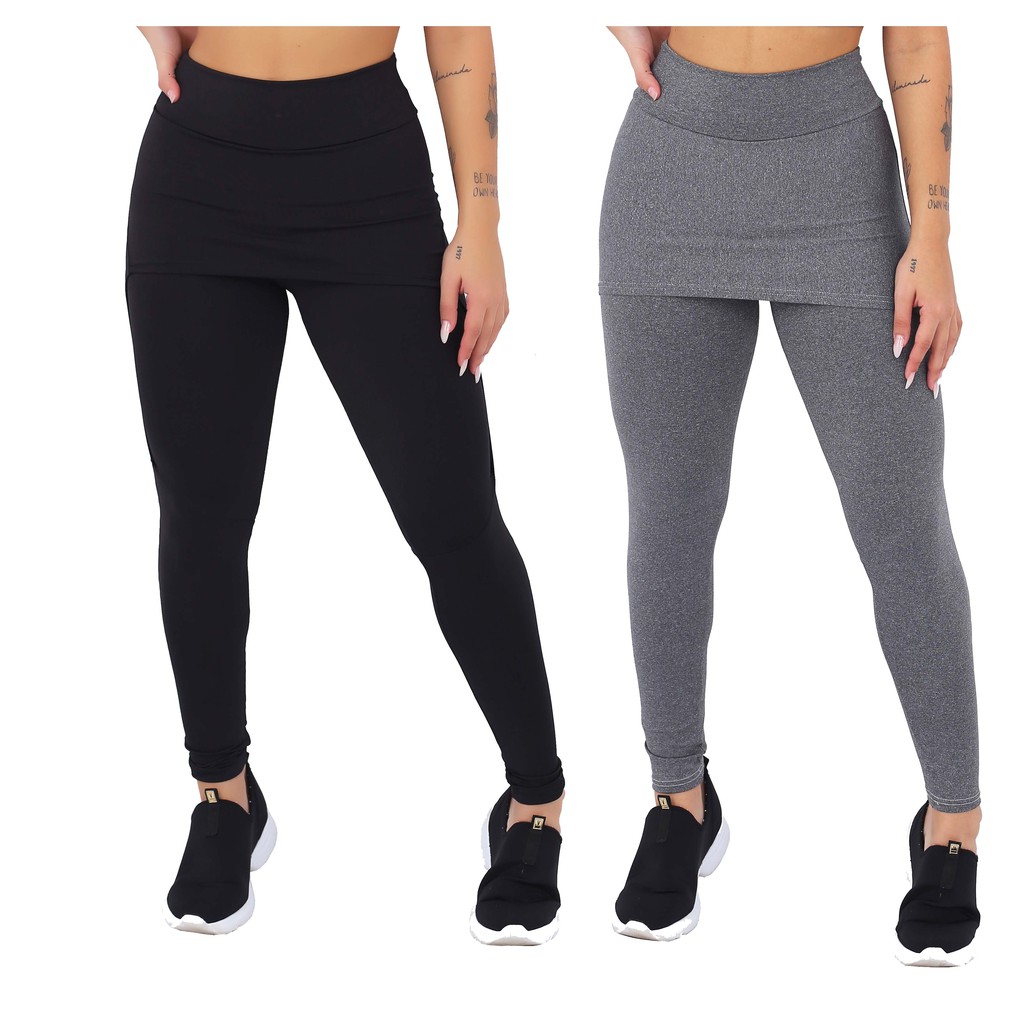 Calça Fitness Com Saia Tapa Bumbum E Tecido Bolha P Academia - R