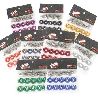 Arruela Anodizada + Parafusos Kit 10 Unidades Placa Carro/Moto
