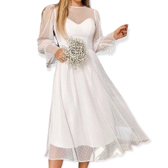 Vestido Noiva Vintage Poá Princesa