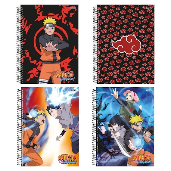 Kit 2 Cadernos Naruto Shippuden Brochurinha + Desenho Naruto em