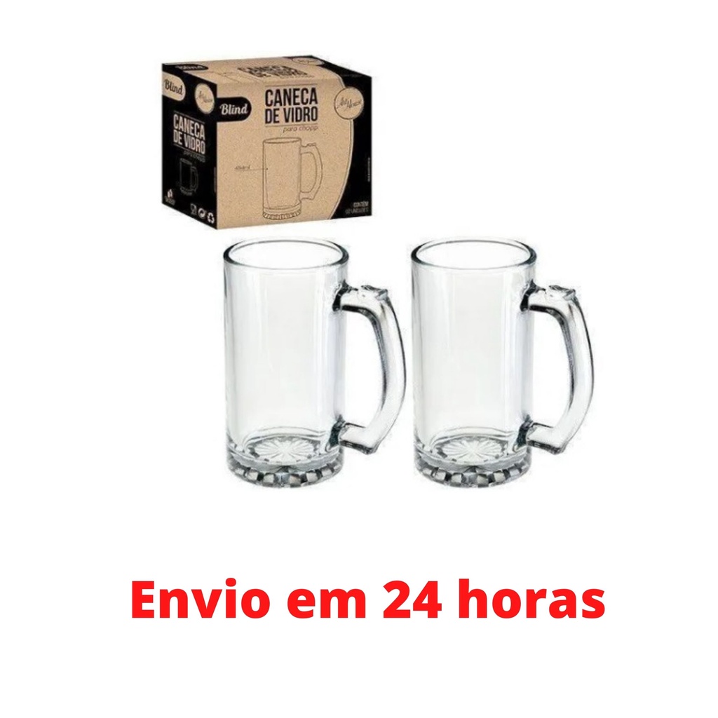 Kit 2 Canecas De Chopp Cerveja 454 Ml Vidro Blind | Shopee Brasil