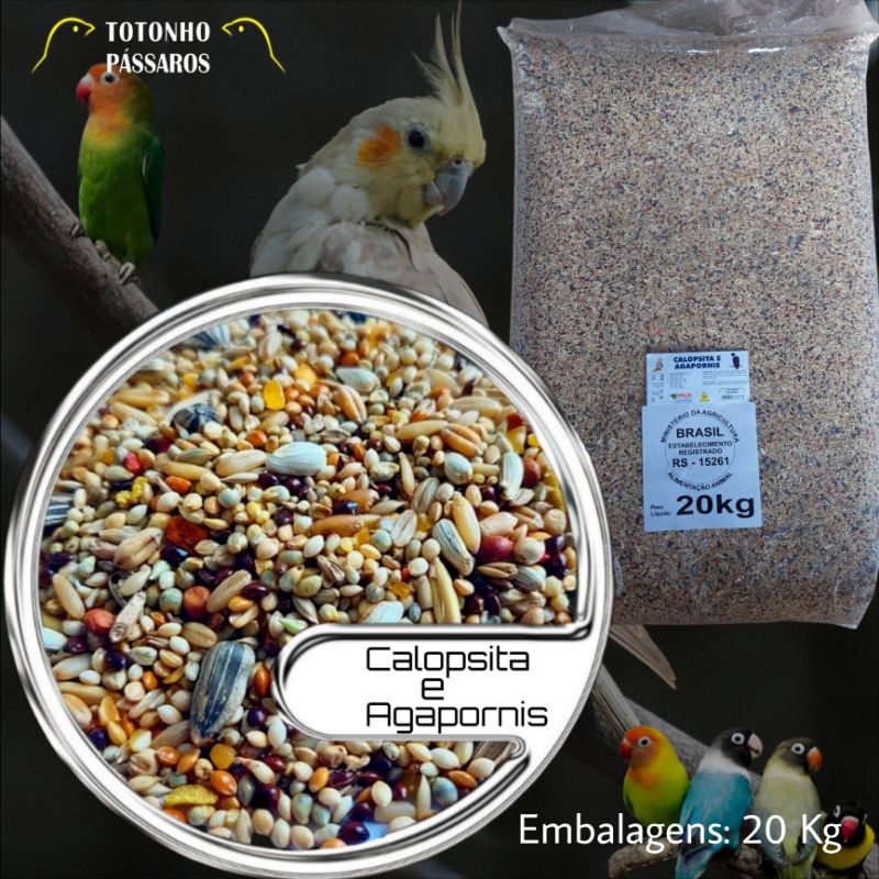 Mistura Mix para Calopsita, Agapornis e Periquito de 20 Kg | Shopee Brasil