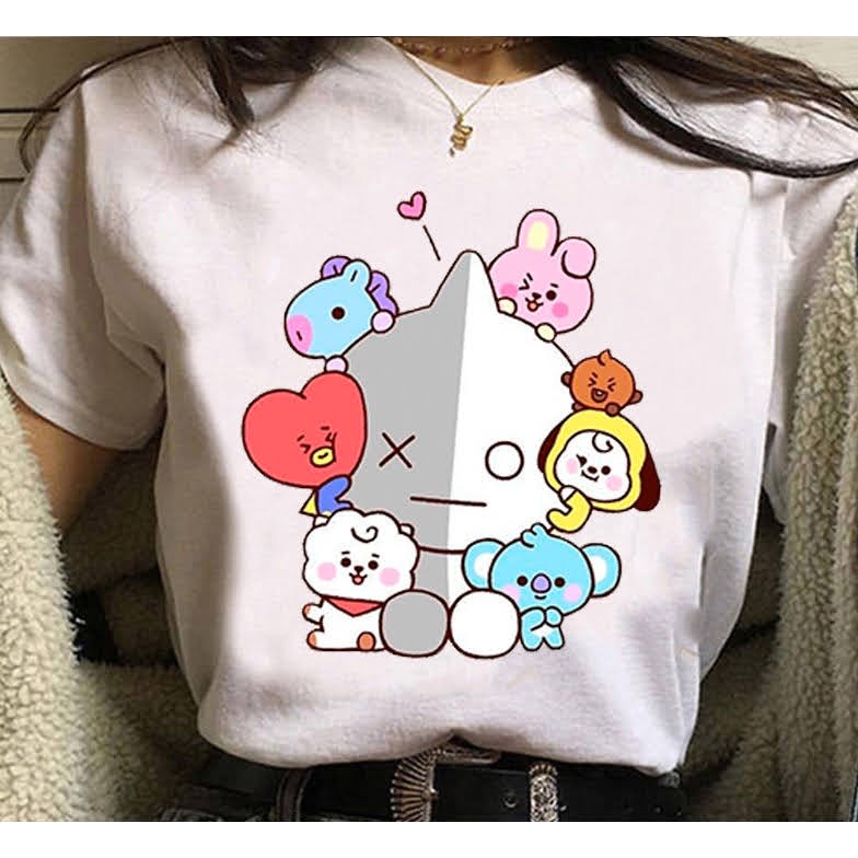 Camiseta Unissex BT21 BTS Tata Chimmy Cooky Koya Shooky Mang Van