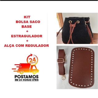 Combo Fundo base de bolsa + Alça tira color de 2,5 cm + Enforcado ideal para bolsas em crochê, macramê e tricô