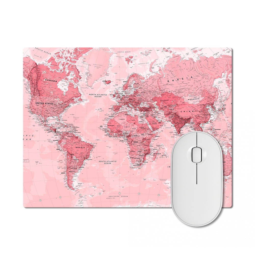 Mouse Pad Mapa Mundi Retangular Antiderrapante Premium Rosa | Shopee Brasil