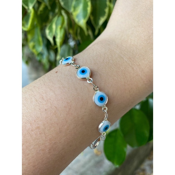 Pulseira Olho Grego Azul Claro - Céu de Prata