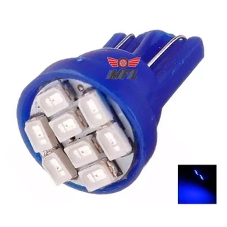 Kit 10 Lampada T10 8 Led W5w Azul 12v