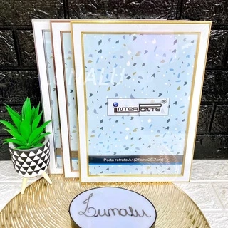 KIT 2 Quadros A4 para Certificado Porta retrato Moldura Metalizada Dourado, Rose Gold, Preto, Marrom - ZALLUNA
