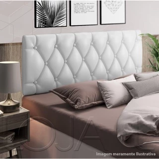 Cabeceira Painel Estofada Solteiro 0,90 Dobrável Cama box Paris Branco Corino