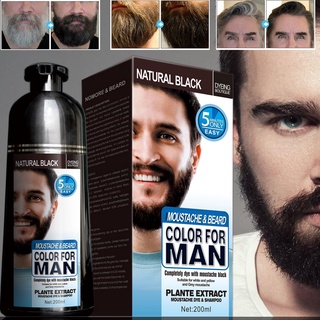 Shampoo Natural De Longa Duração 200ml Tintura De Barba Para Homens.