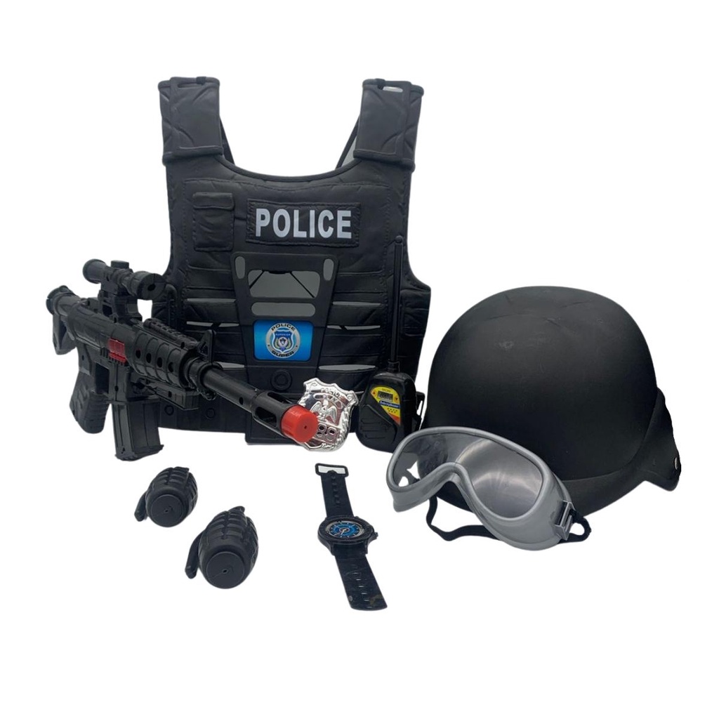 Kit com 4 Arminhas e Relógios Kit Policial de Brinquedo na