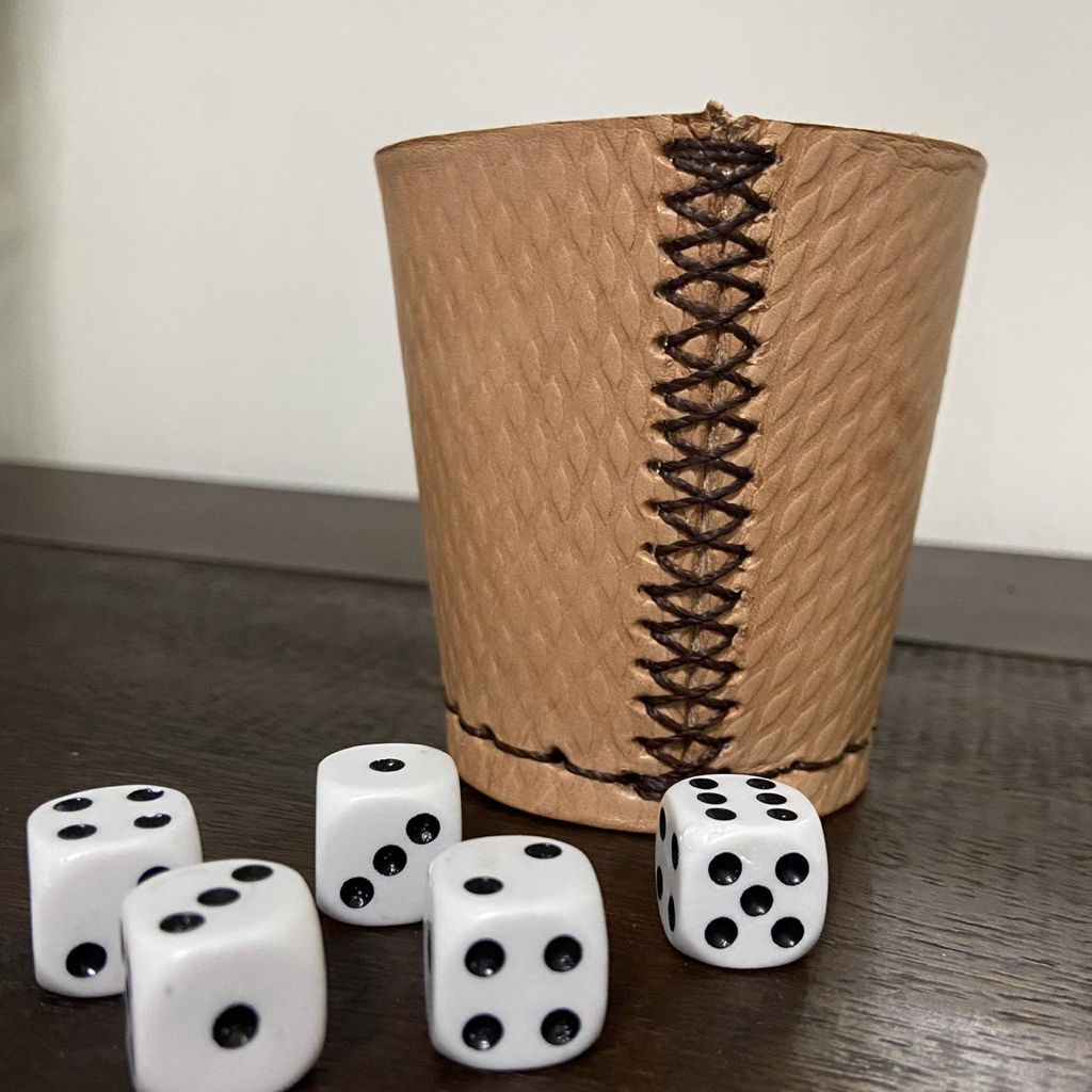 Jogo de Bozó Tabuleiro Cartas Dadinho Copo De Couro com Dados | Shopee ...