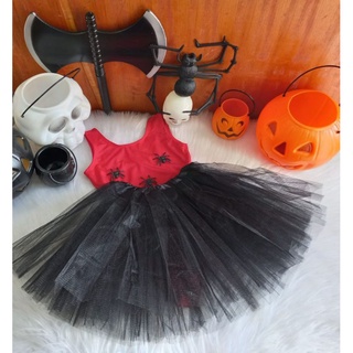 kit festa fantasia halloween infantil, 2 peças, saia de tutu tule