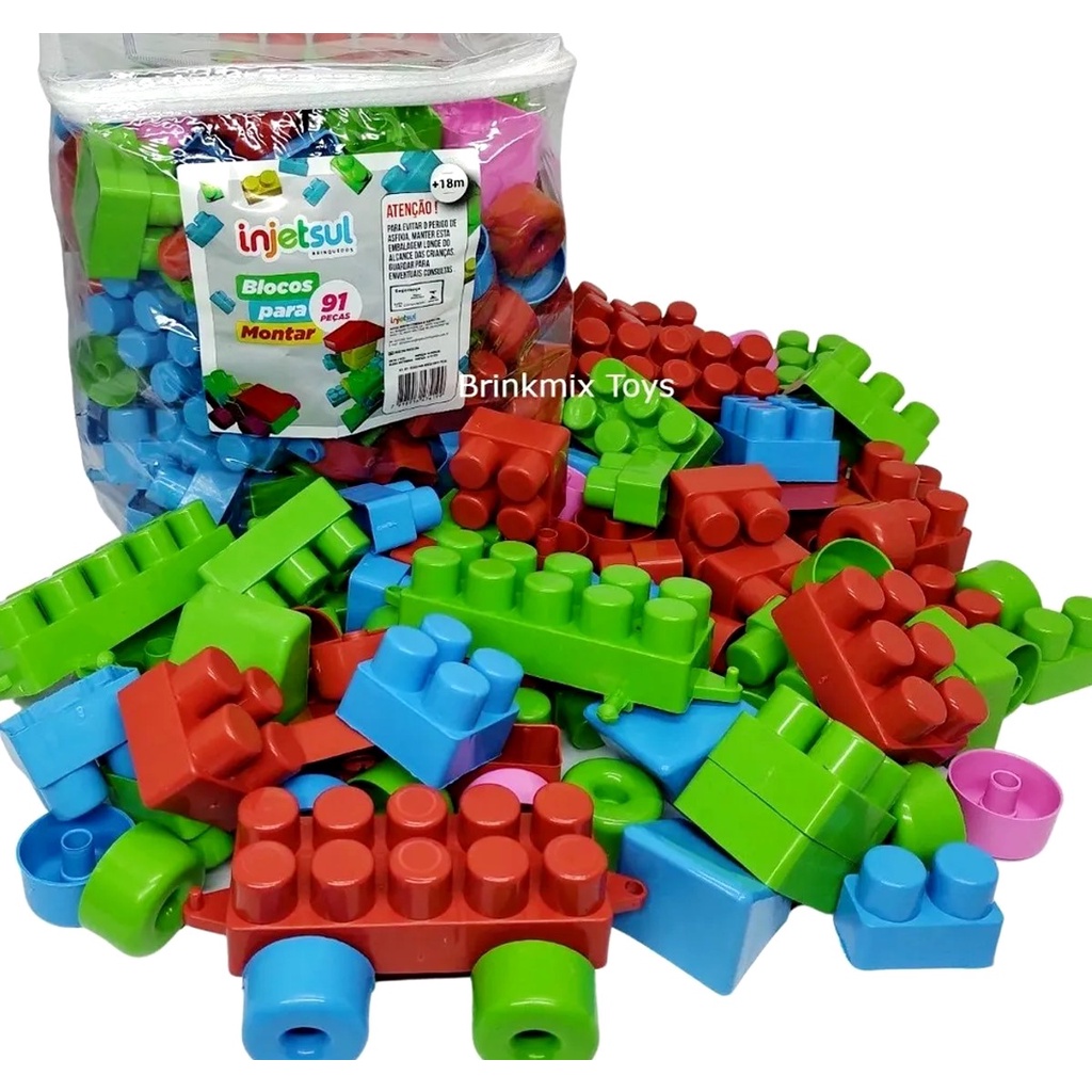 Brinquedos educativos blocos de montar caixa jogo 330 pecas dismat