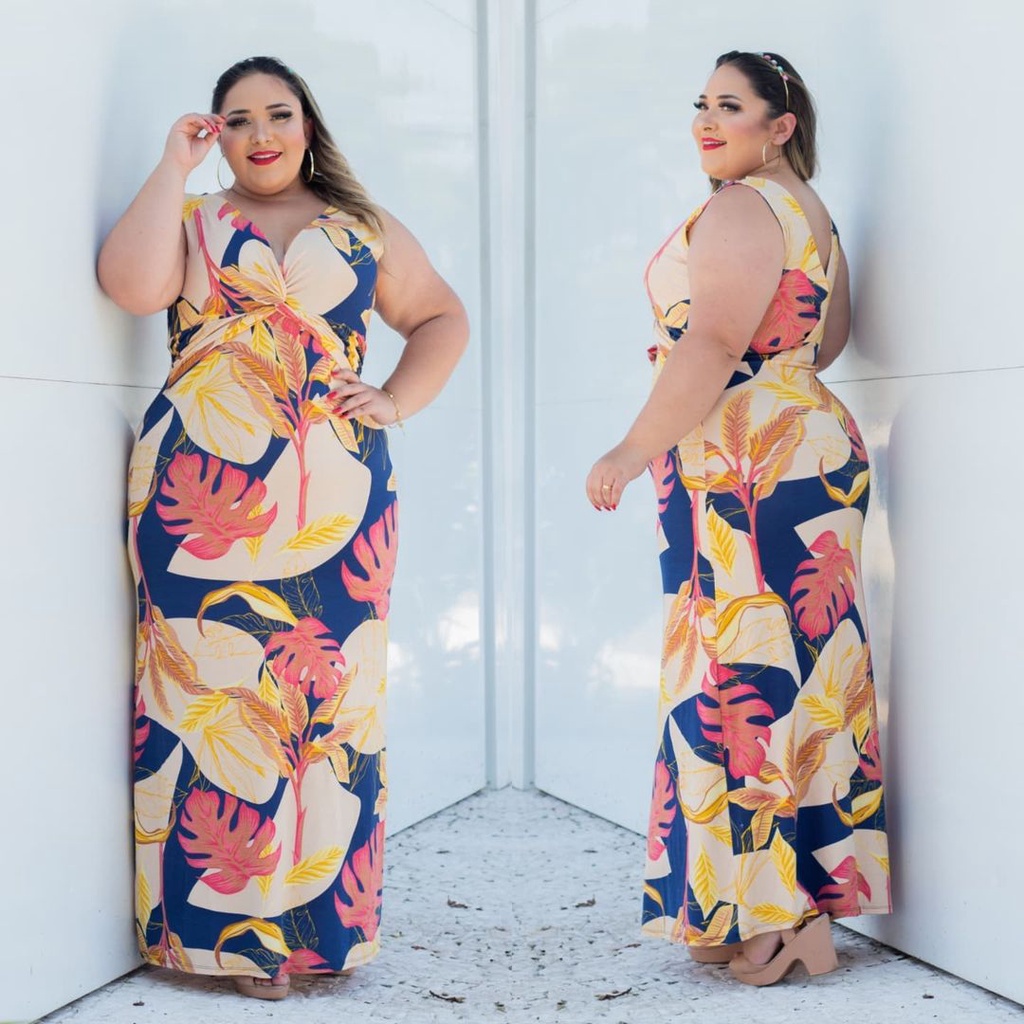 Vestido longo plus size hot sale viscolycra