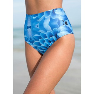 Blue Floral High-Waisted Swim Bottoms