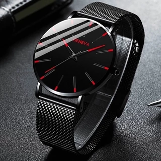 Relógio De Couro Vintage Pulseira De Genebra Quartzo