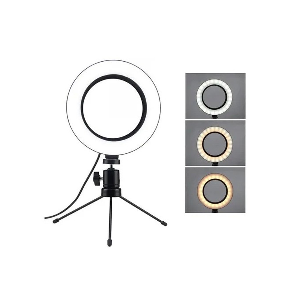 Ring Light Led Mesa Iluminador Pequena Tripé 6 Polegada 16cm