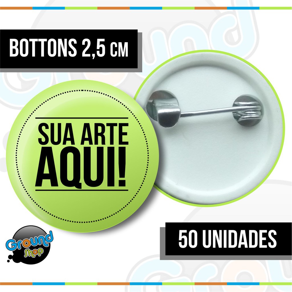 50 Botons Pequeno Tamanho 2,5cm Personalizados com sua Arte Bottons ...