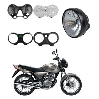 Kit Farol + Carcaça Do Painel Completa Superior Lente Oculos Interna Inferior Sem Hodometro Honda Cg Cargo Titan 150 De 2004 Ate 2008